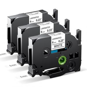 MarkField 3x TZ 6mm Ruban Compatible avec Brother P-Touch TZ211 TZe-211 Ruban laminé pour PT-H105 H108 H100LB/R PT-1005 1080 D400 D200 E100, Noir sur Blanc, 6mm x 8m (MarkField, neuf)
