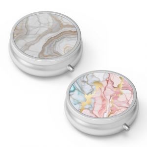 Bo&icirc;te &agrave; pilules &agrave; 3 compartiments, bo&icirc;te &agrave; pilules portable pour poche ou sac &agrave; main, bo&icirc;te &agrave; pilules d&eacute;corative en m&eacute;tal, organisateur de vitamines, cadeau unique (2 pi&egrave;ces) (CHENYIMEI, neuf)