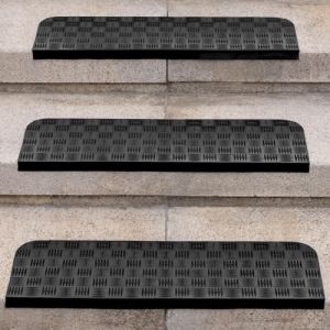 Spurtar Caoutchouc Tapis Escalier Antidérapant Moquette avec Bande Double Face, Nez de Marche Intérieur Anti Derapant Tapis Marchettes D'escalier Anti Glisse Extérieur, 76 x 25 cm,Lot de 3 (Wittyware EU, neuf)
