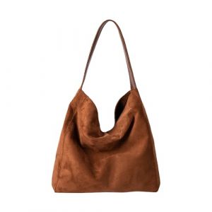 Gluckstar Sac a Main Femme Grand Sac Cabas Femme, Tote Bag, Sacs à Main Portés épaule, Sacsde Cours en Daim Suédé pour le Quotidien, Travail et Courses (Marron) (Gluckstar, neuf)