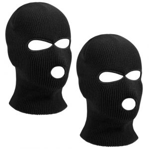 HAGOT 2 Pièces Cagoule 3 Trous, Cagoule Balaclava, Balaclava à 3 Trous Tricoté, Cagoules de Visage Comple, pour Ski Moto Vélo Cyclisme, pour Hommes et Femmes (XiangX, neuf)