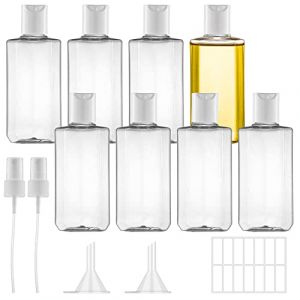 Ysimple 8 Pi&egrave;ces Transparent Flacon Voyage,Flacon Vide Voyage 100ml,Kit Voyages Avion avec 2 T&ecirc;tes de Pulv&eacute;risation,2 Entonnoirs,1 Autocollant D'&eacute;tiquette,pour Cosm&eacute;tiques,Lotion,Shampoing (yuefuq, neuf)