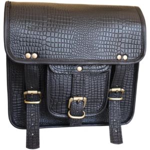 Bleu am&eacute;ricain - Lot de 2 sacoches de moto en cuir v&eacute;ritable, sacoche de selle, sacoche de v&eacute;lo, sacoches vintage, amateurs de v&eacute;lo (noir, 1 sac) (American blue, neuf)