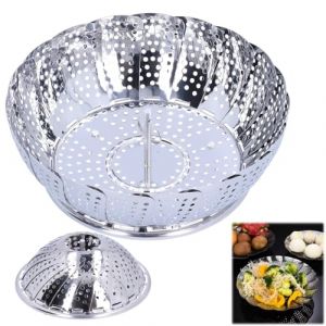 Tissting Panier &agrave; Vapeur L&eacute;gumes, Panier Vapeur Casserole Panier Vapeur INOX Cuiseur &agrave; Vapeur Pliable Acier avec Crochet Central R&eacute;glable Vegetable Steamer Accessoire pour Autocuiseur(Small) (Zousate, neuf)