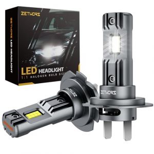 Zethors Ampoule H7 LED Voiture 100W 22000LM 6000K Blanc Froid Mini Lampe H7 Sans Polarité Plug et Play à Faisceau Haut/Bas Halogène de Remplacement H7 LED Canbus avec Ventilateur étanche IP68,2 Pièces (Zethors Direct, neuf)