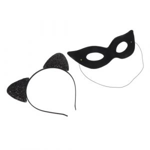 LIFKOME 4 Ensembles bandeau oreilles de chat costume chat femme Déguisement chat femme bandeau chaton cosplay oreilles de chat déguisement de fête d'halloween masque pour les yeux féminin (Yaeerang, neuf)