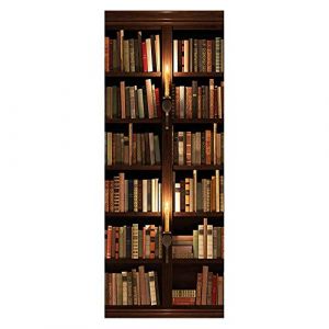 3D Papier Peint Porte Trompe l'oeil Sticker Poster Porte Trompe l'oeil Int&eacute;rieure Muraux PVC pour D&eacute;coration Mur Salon Cuisine Chambre Salle de Bain 83x204 cm Biblioth&egrave;que (MengZhouShiYunShuShiPinShangHang(GeRenDuZi), neuf)