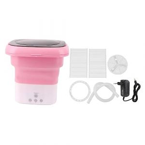 Sorandy Mini machine à laver pliable, haute performance, mini machine à laver portable, avec adaptateur de tuyau de vidange, pour vêtements de bébé, sous-vêtements ou petits objets (rose blanc) (Yanxite, neuf)