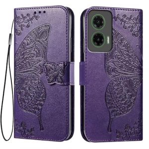 EASSGU Coque pour Motorola Moto g35 5G (6.72" inches) Etui Flip Magn&eacute;tique avec 3 Fentes pour Cartes 1 Portefeuille, Housse - Violet fonc&eacute; (EASSGU, neuf)