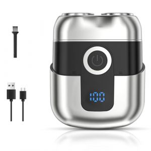 Mini Rasoir &Eacute;lectrique, Rasoir &Eacute;lectrique de Voyage pour Hommes avec &Eacute;cran LCD, USB Rechargeable Rasoir Magn&eacute;tique Portable Silencieux et Lavable pour Maison, Bureau, Affaires (SY EUR, neuf)