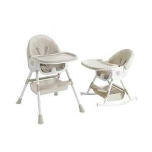 Chaise haute b&eacute;b&eacute; 4 en 1, pour B&eacute;b&eacute; Ergonomique, Confortable, chaise haute b&eacute;b&eacute; pliable,4 Niveaux de Hauteur R&eacute;glage, Plateau Double Couche, Convient aux enfants (Cheval &agrave; bascule Blanc cass&eacute;) (qhtxzyh, neuf)