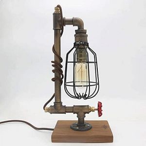 ZLMFK Am&eacute;ricain Simple Tuyau d'eau R&eacute;tro Style Industriel Lampe De Table Cr&eacute;ative Loft Fer Lampe D&eacute;corative Bureau Top Chambres Bar Restaurant &Eacute;clairage Lampes (FXMYBH, neuf)