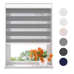 Radeco® Store Enrouleur Jour Nuit 40 x 175 cm (LxH) Gris, translucide ou Transparent, Largeur de 40 à 220 cm, sans perçage Possible, Store, Store Jour Nuit, Stores intérieurs (WINDOW-DECORATIONCOM, neuf)