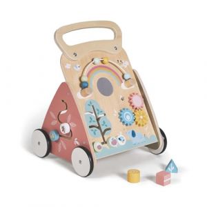 MS Montessori MIMO - Trotteur en bois pour bébé | Chariot de marche avec jouets et activités pour les premiers pas | Déambulateur bébé +12 mois (SLEEP & PLAY, neuf)
