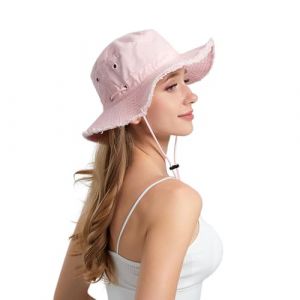 AYPOW Chapeau Anti UV Femme, Chapeau de Pêche la Protection Solaire en Coton d'Extérieur, Large Bord Style Bob Respirant Pliable Bucket Hat Casquette Été Unisexe pour Randonnée Camping Safari (lipsd eu, neuf)