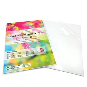 Evg 10 Feuilles De Papier Vinyle Autocollant Brillant Transparent A4 - Imperm&eacute;able Sticker Paper pour Imprimantes &agrave; Jet D'encre - Papier Vinyle ID&eacute;al pour Les Enseignes & Les Autocollants Pour Enfants (Evergreen Goods Ltd, neuf)