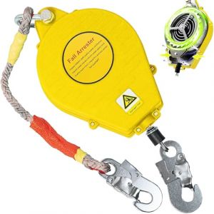 Dispositif Antichute a Rappel Automatique, 3-20m Protection Antichute R&eacute;tractable, Harnais de Securite Anti Chute Toiture avec Crochet Autobloquant, Charge: 150Kg(Yellow,5m) (MGBJXB, neuf)
