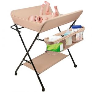 Table à Langer Pliable et Portable, Table a Langer Pliante Chambre Bébé Réglable en Hauteur (rose clair) (KEDii, neuf)