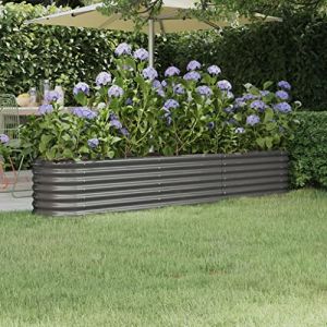 WIFESE JardinièRe De Jardin Acier Enduit De Poudre 224x40x36 Cm Gris Jardiniere Exterieur Grande Taille Jardiniere Balcon Jardiniere sur Pieds Carré Potager Bacs à Fleurs Potager Bac A Fleur (WIFESE official, neuf)