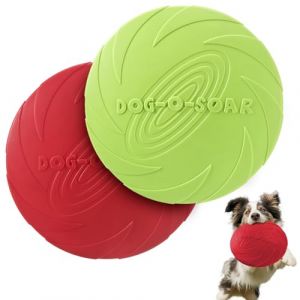 Lot De 2 Freesbee pour Chien De 18 Cm, Frisbee Caoutchouc Naturel, en Caoutchouc Souple, Adaptés Au Dressage des Animaux (Rouge Et Vert) (EEPLUYTY, neuf)