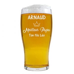 KDO MAGIC Verre à bière personnalisé - Personnalisable avec un texte - 570 ml - Plusieurs modèles de gravure - Cadeau anniversaire, fête des pères, Noël, retraite (Modèle Meilleur) (KDO-MAGIC, neuf)