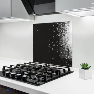 ARTHUB® Crédence de Cuisine en Verre 60x60 cm, Salt Texture | Protection Contre Les éclaboussures, Revêtement Mural en Carreaux, Plaque en Verre, Verre trempé, Aliments, Épices (ARTHUB - wall decor, neuf)