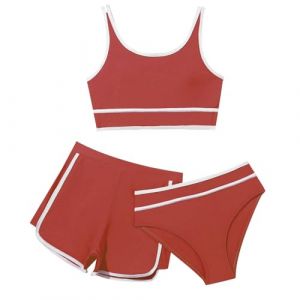 Maillot Adolescente Maillot De Bain Deux Pièces Maillot De Bain Ronde Maillot De Bain 14 Ans Maillot De Bain Maillots Deux Pièces Ensemble 3 Pièces Maillot De Bain Maillot (PINTUTU SEXY, neuf)