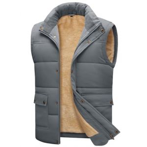 Xnova Veste Sans Manches Homme Doublure Polaire, Chaud Matelass&eacute; Manteaux Sans Manche L&eacute;g&egrave;re Blouson Gilet Manteau Hiver (Gris, L) (Mindfar-direct, neuf)