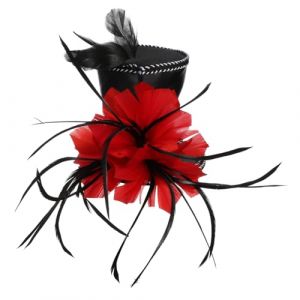 Abaodam Serre-t&ecirc;te Mini Chapeau Haut Noir &agrave; Plume Rouge Bandeau L&eacute;ger pour D&eacute;guisement F&ecirc;te et Spectacle (Asa Jia, neuf)