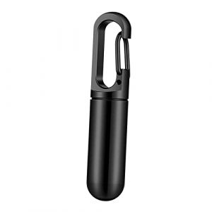 FashionCha Pilulier étanche, Petit Pendentif, Pilulier de Voyage, Boîtier En Métal avec Porte-clés pour Sac à Main de Poche, Camping, noir (EthicalGlow, neuf)