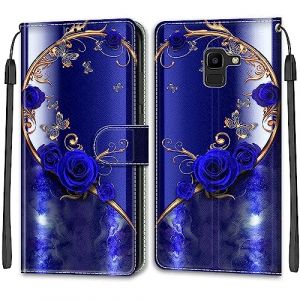 Mo-Beauty Coque Samsung Galaxy J6 2018/J600, Housse Samsung J6 2018/J600, Etui Housse en Cuir Pochette Protection Portefeuille Rabat Clapet Case Porte Carte Magn&eacute;tique &Eacute;tui Antichoc Cover (Papillon 1) (DShine EU Store, neuf)