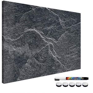 Navaris Tableau magnétique - Panneau mémo 90 x 60 cm avec aimants - Tableau mural design pierre noire avec marqueur - Décoration murale (SX-Commerce, neuf)