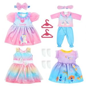 Aolso V&ecirc;tements De Poup&eacute;e,Lot de 4 Robe De Poup&eacute;e Accessoires pour Poup&eacute;es V&ecirc;tements De Poup&eacute;e 14-18", Taille 35-45 Cm pour Poup&eacute;es , Motif de Licorne, Cadeaux pour Enfants (poup&eacute;e Non Incluse) (YIJIABAI, neuf)