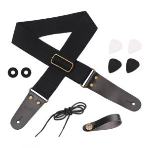 MuzcYM Verrouillage de sangle de guitare, bouton de sangle de guitare en cuir, bouton de sangle de cou de guitare, sangle de tête de guitare, Noir/marron, S (MuzcYM, neuf)