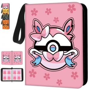 Classeur Carte Imperm&eacute;able en Cuir &ndash; 50 Pages pour 400 Cartes Trading, Album de Collection avec Fermeture &Eacute;clair & Poign&eacute;e Portable, Cadeau pour Enfants & Collectionneurs de Cartes（Rose） (liu-yan-shangmao, neuf)