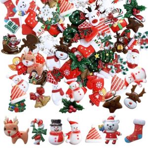 Narunii Figurine Noël Miniature,Figurines de Résine Père Noël,Petit Noel Resine Noel Miniature Ornament Sapin Décoration (68pcs) (dizekeji, neuf)