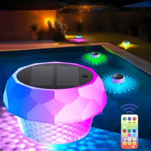 yowin Lumiere Piscine Hors Sol RGB LED Lampe Piscine, Eclairage Lumiere Piscine avec Télécommande, Accessoire Spa IP68 Étanche Lampe Flottante pour Jardin Baignoire Aquarium Exterieur Décoration (Yowin, neuf)