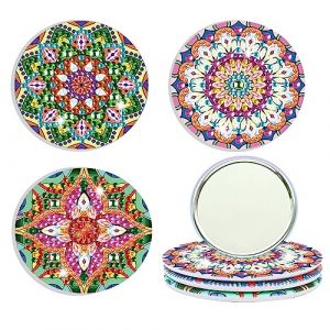 popyes 3 Pi&egrave;ces Miroir Maquillage Poche de Peinture Diamant Bricolage Miroir de Poche Portable Miroir Compact Diamond Painting Motif Mandala Artisanat pour Femmes Filles Voyage Travail &Eacute;cole (Pasercvxzoreso, neuf)