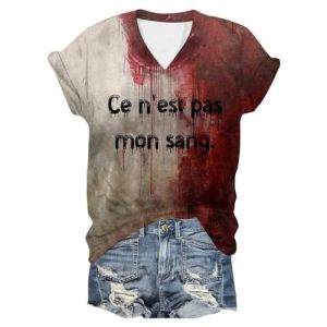Probl&egrave;me R&eacute;solu T Shirt Femme Deguisement Halloween T Shirt Bloody Femme Col Rond T-Shirt Tops Bloody Horreur Costume Halloween Sanglant Tee Shirt D&eacute;guisement Halloween Blood Haut (Red #2, XXL) (hoarse-NU, neuf)
