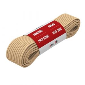 Brotree Paracorde 4mm 9 Brins Corde en 100% Nylon (15m, 30m, 50m) Type III Corde Parachute pour Survie, Extérieur, Bricolage - 280kg Charge de Rupture (Kaki, 15m) (Brotree EU, neuf)