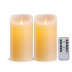 Koelaa Bougie LED, 2 Paquets, Bougies LED à Piles, Bougies LED Flamme Vacillante Lumière, Bougies LED Sans Flamme, Bougies LED en Cire Véritable avec Télécommande, Bougies de Noël-7.5 * 15cm (SiLaiSheng, neuf)
