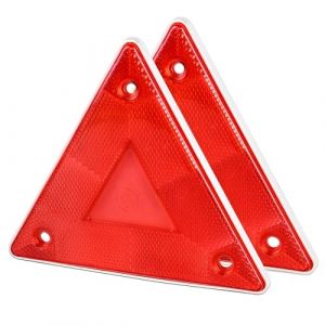 SIRLOMU Lot de 2 Réflecteurs standard pour remorque arrière, triangulaires pour droite et gauche, à fixer, cataphote, catadioptre remorque, Accessoires universels pour remorque (Rouge) (SHI  DABAO DE DIAN, neuf)