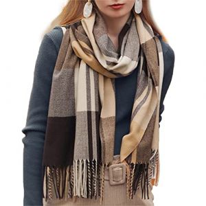 Bakicey Femme &eacute;charpe &eacute;tole Fille ch&acirc;le Foulard, Pashmina Echarpe a Carreaux Laine Mode Etole Plaid Foulards Oversize Shawl Cardigan Cachemire Chaud Automne Hiver Manteau Tricot Ponchos et Capes (C) (Bakicey, neuf)