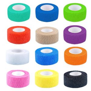 12 Rouleaux Bandage Autoadhésif,Bandes Cohesive,Bande Auto Agrippante,Bande Strapping Adhésif non Tissé,Pansements auto-adhésifs pour les doigts,Doigt,sport,Poignet ou La Cheville（2.5cmx4.5cm） (TAIZHOUXUDU, neuf)