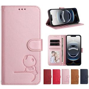EuoDuo Coque Compatible avec iPhone 7 Plus/iPhone 8 Plus Etui à Rabat Cuir PU Panda Mignon 3D Imprimé Housse de Telephone Portable Portefeuille Magnétique avec Porte-Carte - Rosegold (VLQI, neuf)