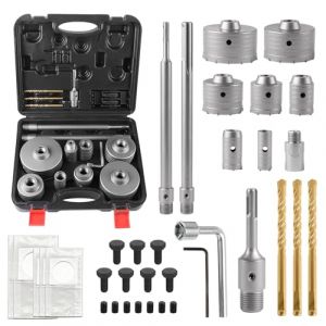 EXLECO 37 pcs Forets &agrave; B&eacute;ton, Scie Cloche Beton 30/40/50/65/80/100/110mm, Carotteuse Beton avec Adaptateur SDS Plus 110 mm, 300 mm et Couronne de Forage sds Max, Tr&eacute;pan B&eacute;ton (ZLH2019, neuf)