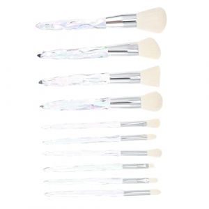 BELLIFFY Set Rangement Maquillage 10 Pi&egrave;ces Outil Cosm&eacute;tique Pinceau &Agrave; Poudre &Agrave; Fond De Teint Fard &Agrave; Paupi&egrave;res Manche En Cristal (Hunation, neuf)
