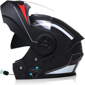 Adulte Bluetooth Modulable Casque Moto Homme Et Femme ECE Homologué Flip Up Casque Moto avec Double Visière pour Anti-Collision Casque Scooter Integral Modulable Locomotive Casque (GLHXD, neuf)