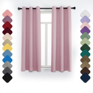 Rideau Occultant Lot de 1 à Oeillets, Rideau Isolant Thermique, 180x180cm (LxH) Rideau de Porte, Rideau Opaque, Rideau Isolant Phonique, Rideaux Dressing, pour Chambre Salon Balcon Rose-2 (wutingguiamz, neuf)