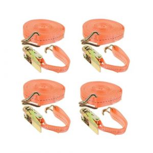 YUZHEDM 4 Pièces Sangle a Cliquet Sangles D'arrimage avec Crochet 2,5 cm * 8 m Crochet avec Cliquet Sangle Arrimage Sangle Moto Remorque Sangle à Cliquet pour Galerie de Toit de Voiture. (YUZHEKJ, neuf)
